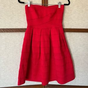 Gabriella Rocha Red Pleated Textured Strapless Dress - Small